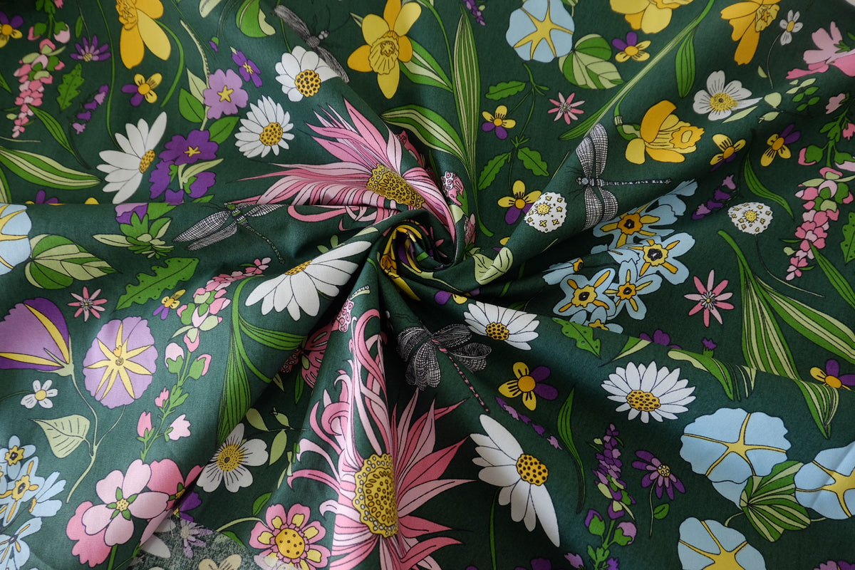 Dragonflies & Wildflowers Cotton Canvas – 2.2 yd