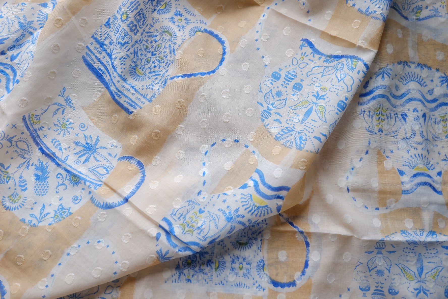 Blue Porcelain Teapot Dobby Cotton – 2.2 yd