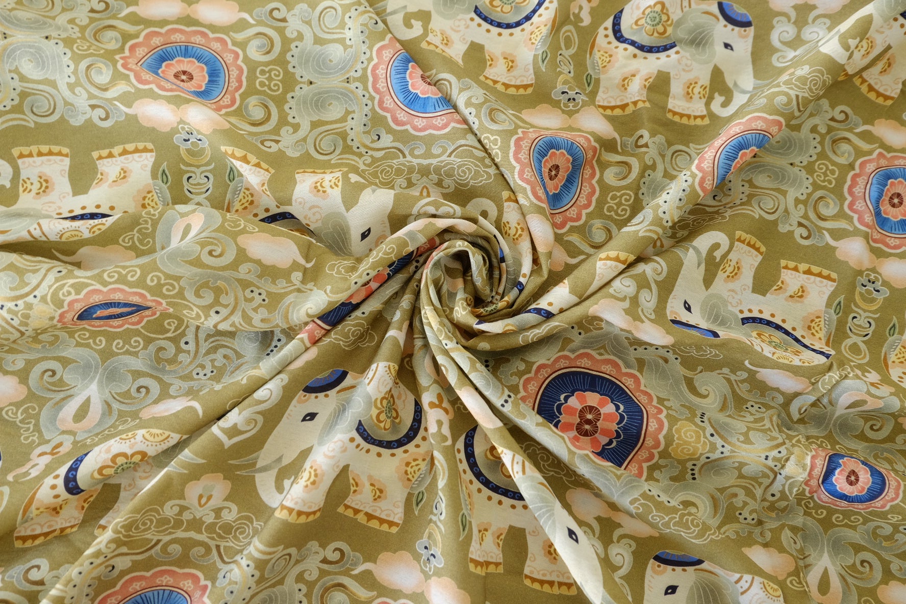 Elephant Print Tencel Linen Blend Fabric – 3.3 yd