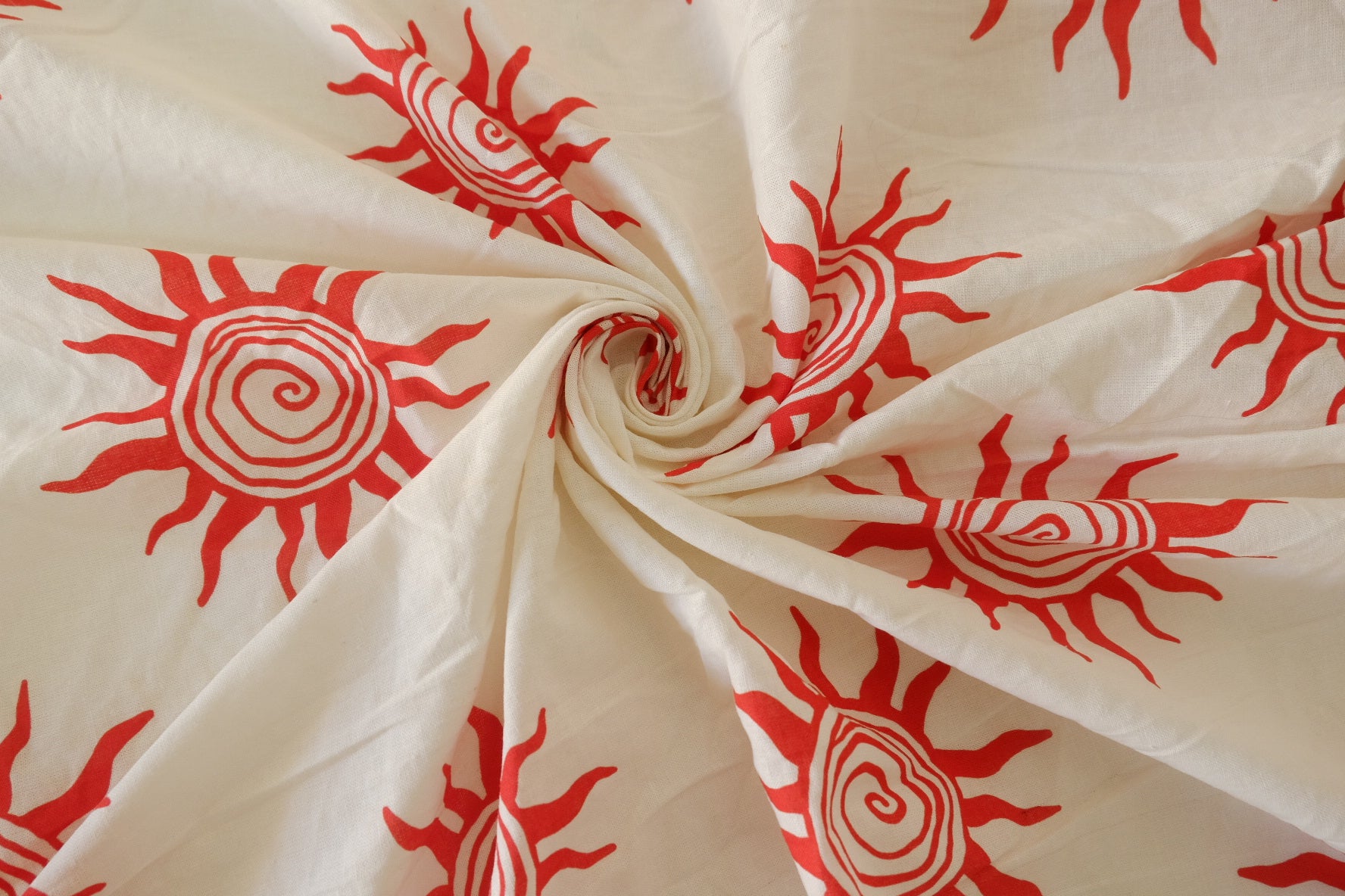 Red Sun Cotton Linen Blend Fabric – 1.7 yd / Irregular Cut