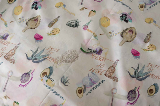 Avocado & Artichoke Novelty Cotton Fabric – 2.2 yd