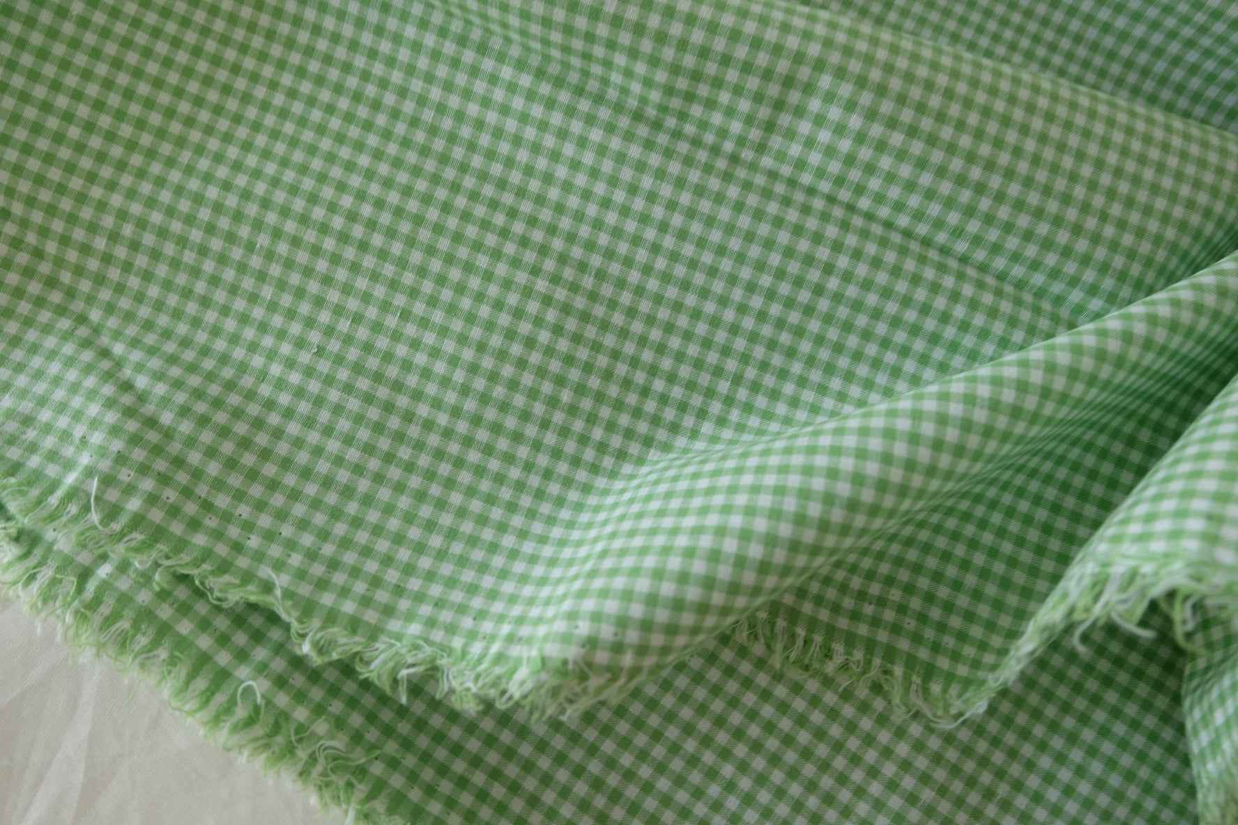 Green Gingham Cotton Fabric – 3.3 yd