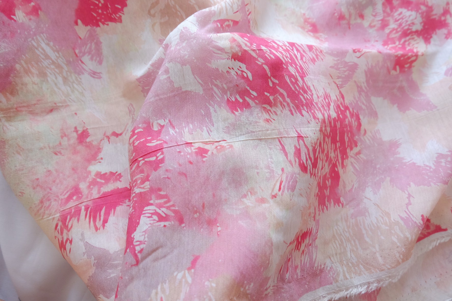 Pink Abstract Floral Acetate Fabric - 3.28 yd