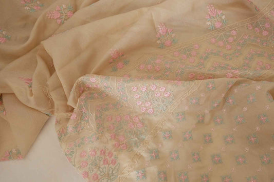 Single-Border Embroidered Mulberry Silk Fabric – 2.2 yd