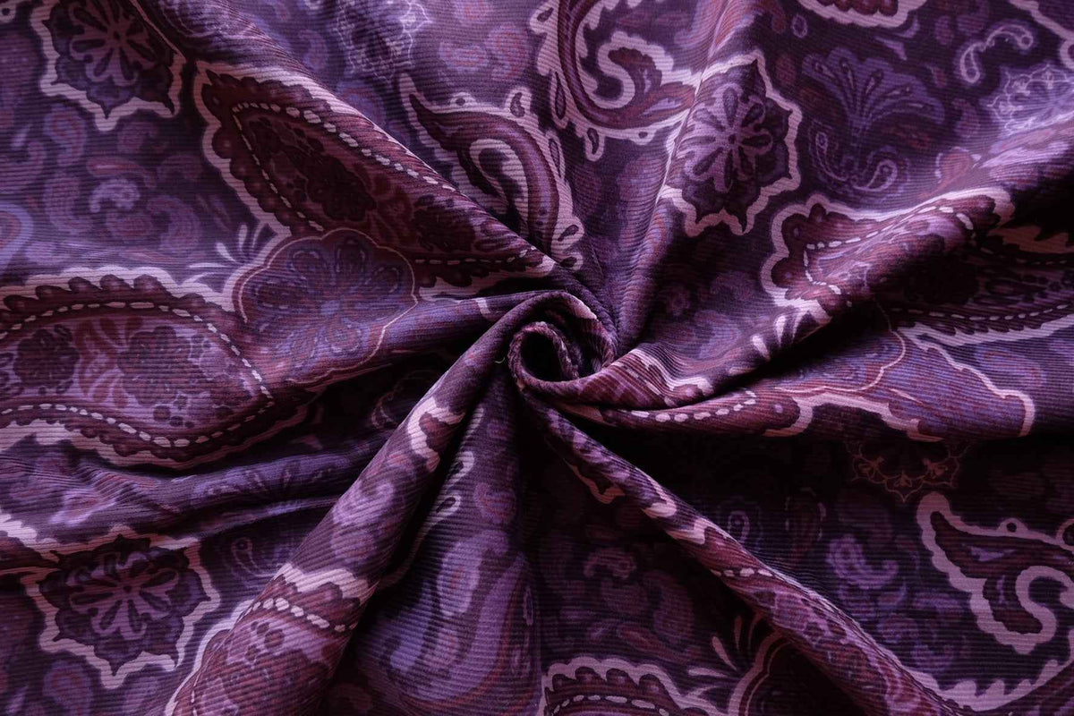 Plum Paisley Floral Cotton Corduroy – 2.19 yd