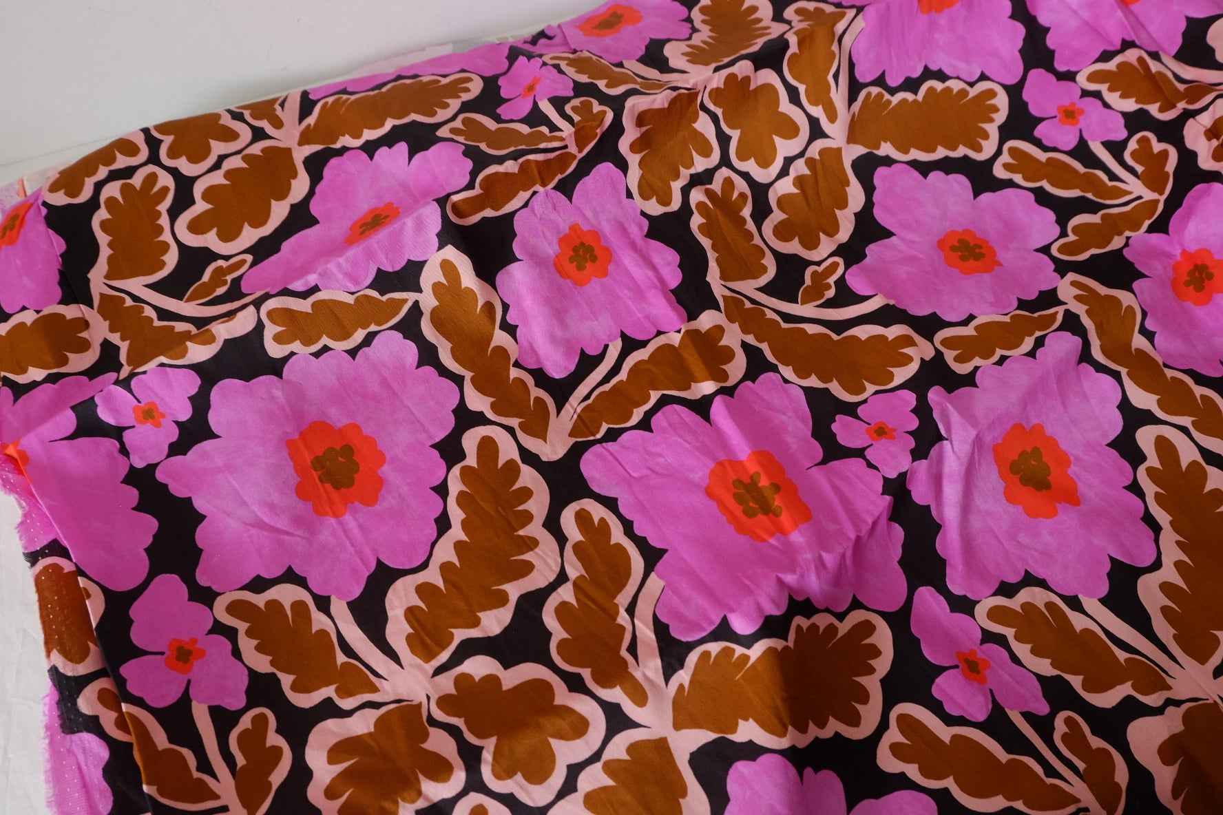 Pink Floral Backed Cotton Sateen Fabric – 3.1 yd