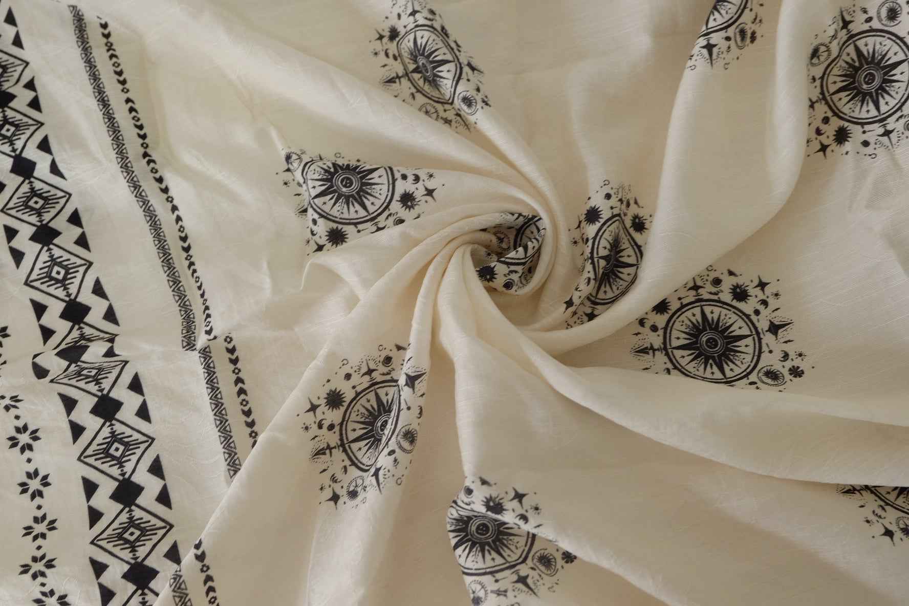 Celestial Compass Double Border Tencel Ramie – 3.3 yd