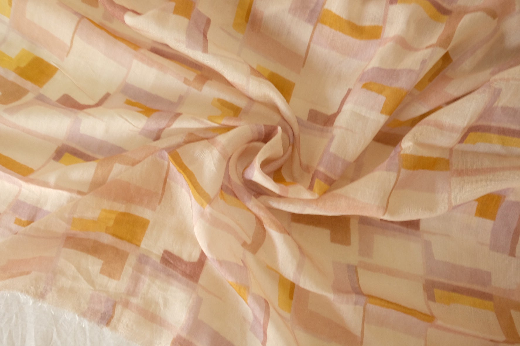 Abstract Geometric  Lightweight Tencel Cotton Blend Fabric – 1.9 yds