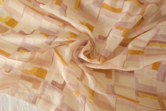 Abstract Geometric  Lightweight Tencel Cotton Blend Fabric – 1.9 yds