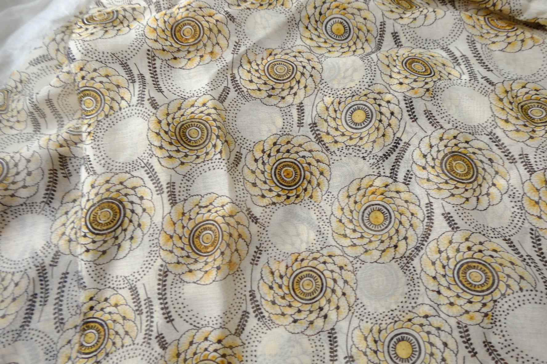 Vintage Marigold Silk Cotton Voile Fabric - 1.64 Yards