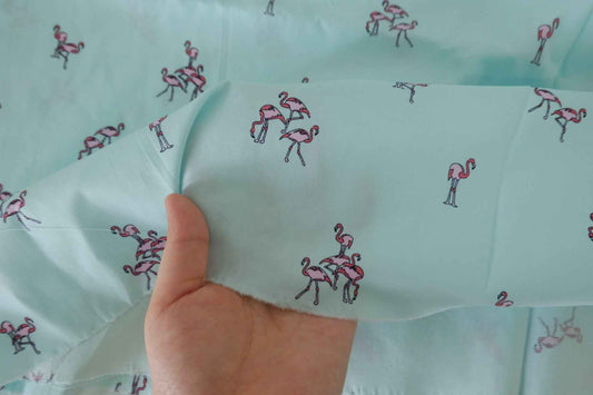 Mint Flamingo Cotton Poplin — Slightly Imperfect – 2.2 yd