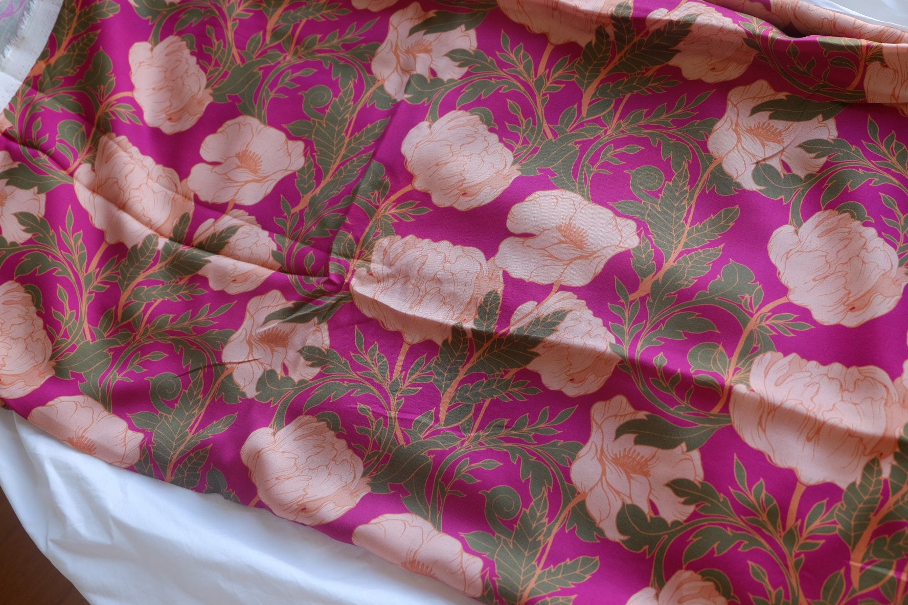 Fuchsia Botanical Cotton Rayon Sateen – 3.3 yd