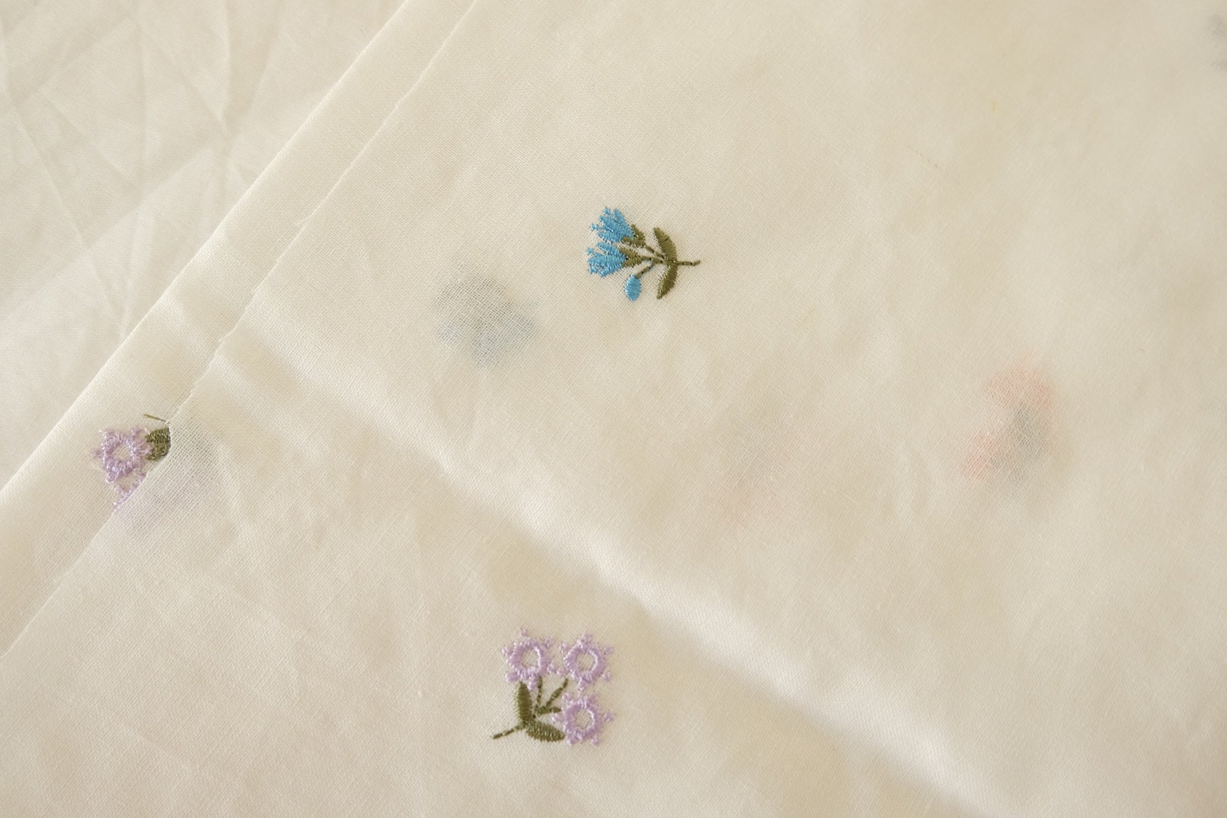 Embroidered Floral Linen Cotton Fabric – 2.2 yd