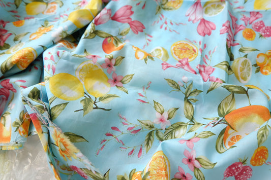 Lemon Garden Cotton Voile Fabric 3.3 Yards