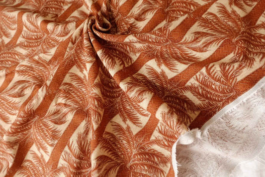 Terracotta Palm Linen Fabric, Soft Midweight Resort Weight, 1.64 Yards