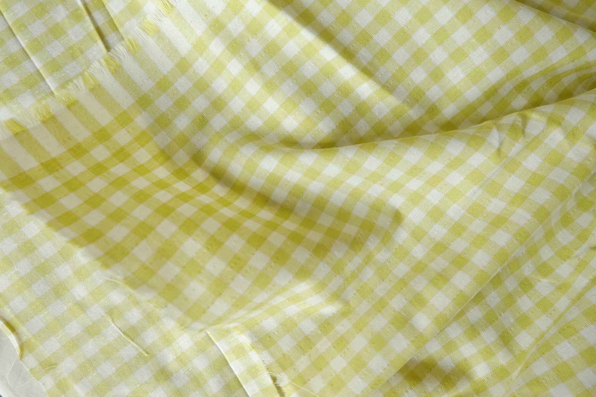 Butter Yellow Gingham Yarn-Dyed Cotton Jacquard – 2.19 yd (Continuous Cut Available)