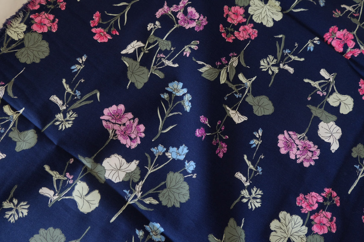 Midnight Wildflowers – Premium Cotton Poplin Fabric | 3.3 Yards