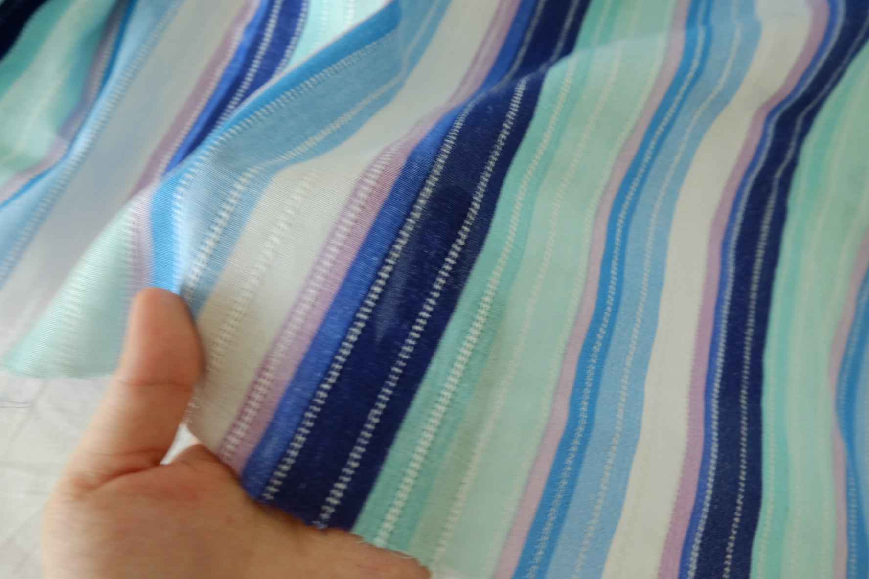 Blue Green Jacquard Stripe Cotton Fabric – 1.6 yd