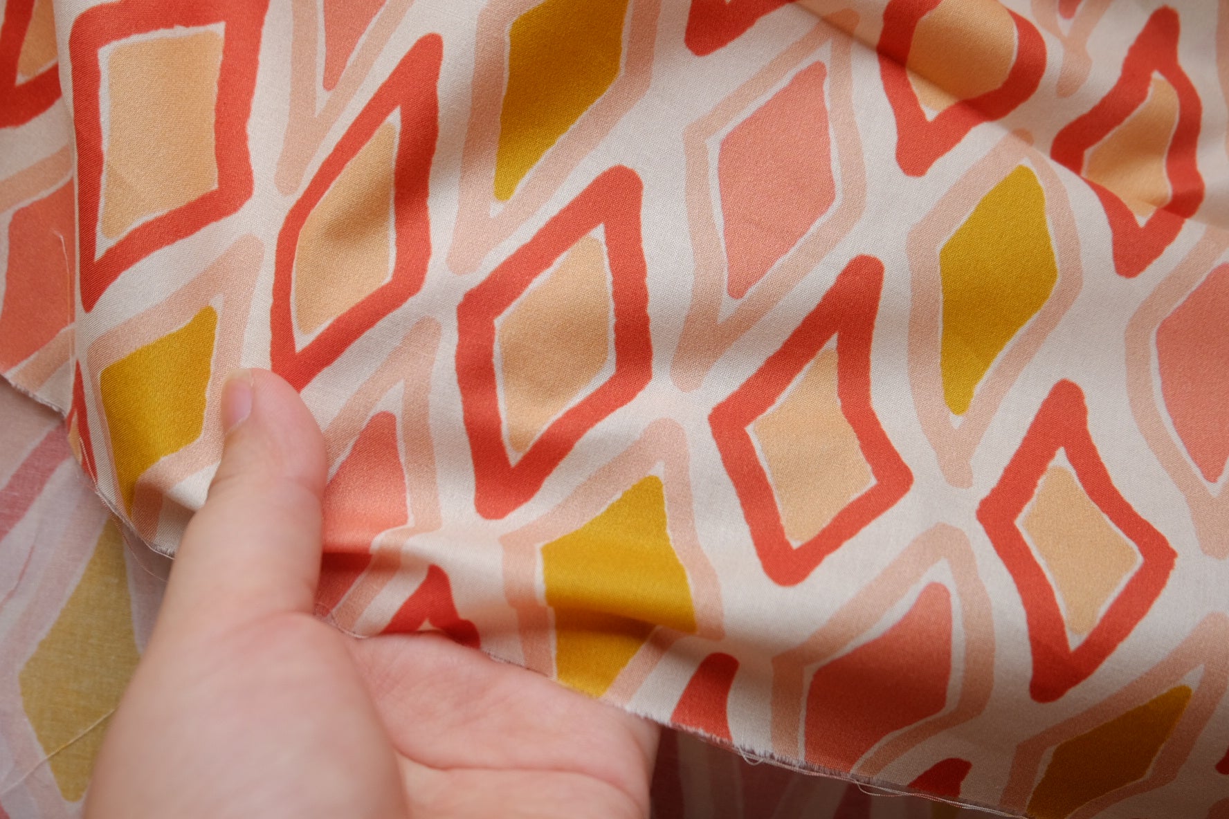 Coral Geometric Cotton Poplin – 2.2 yd