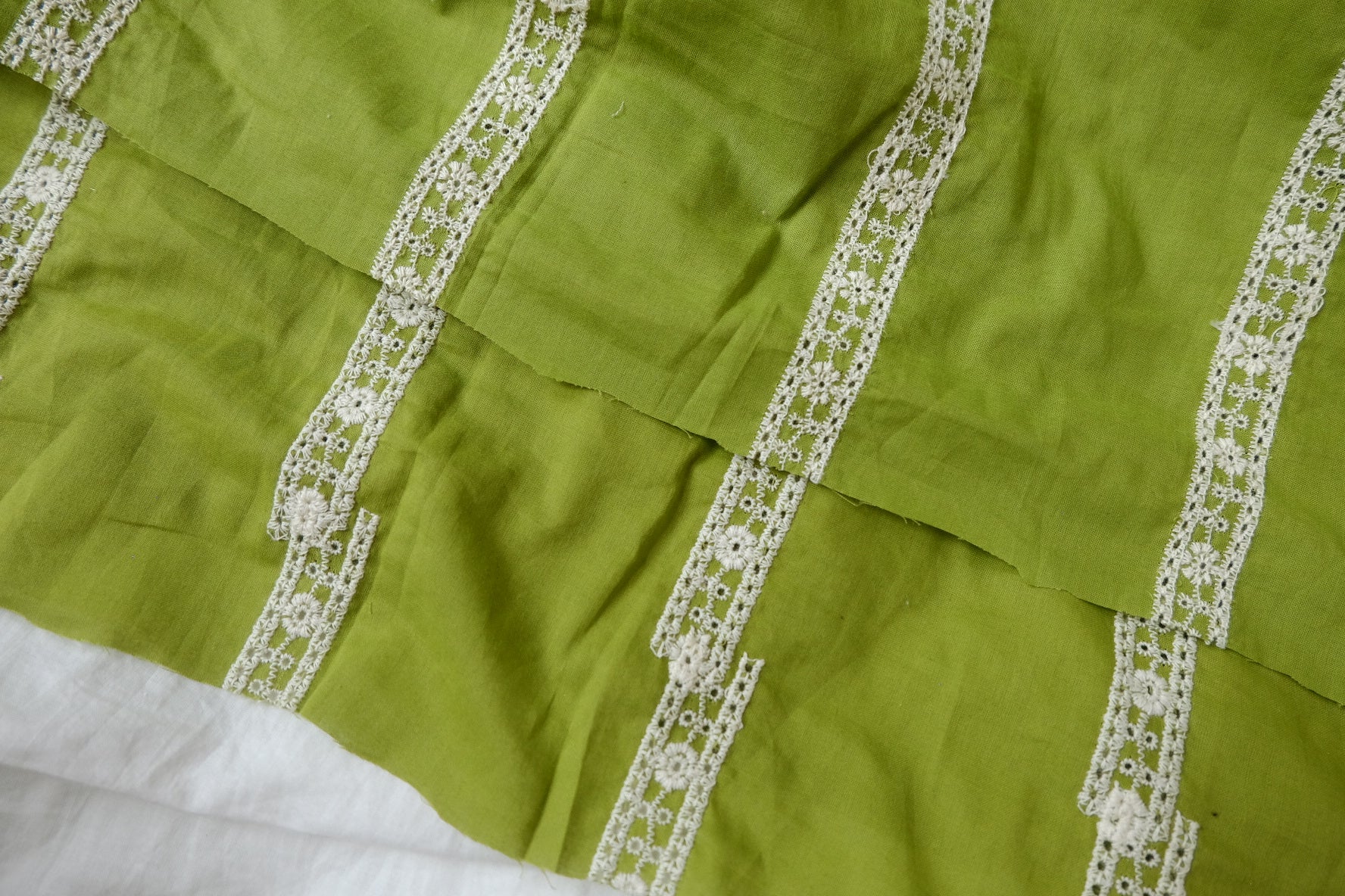 Olive Green Embroidered Blend, 2.2 Yards