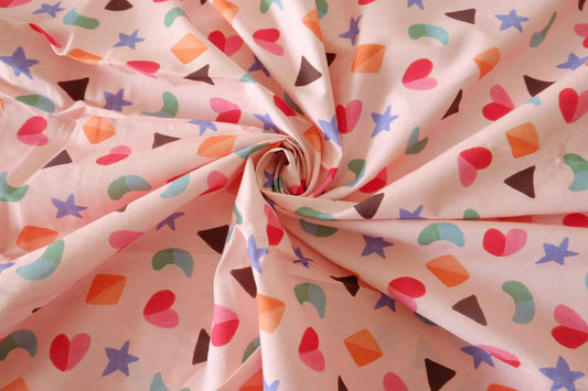 Playful Confetti Pink Cotton Lawn Fabric, 1.75 Yards