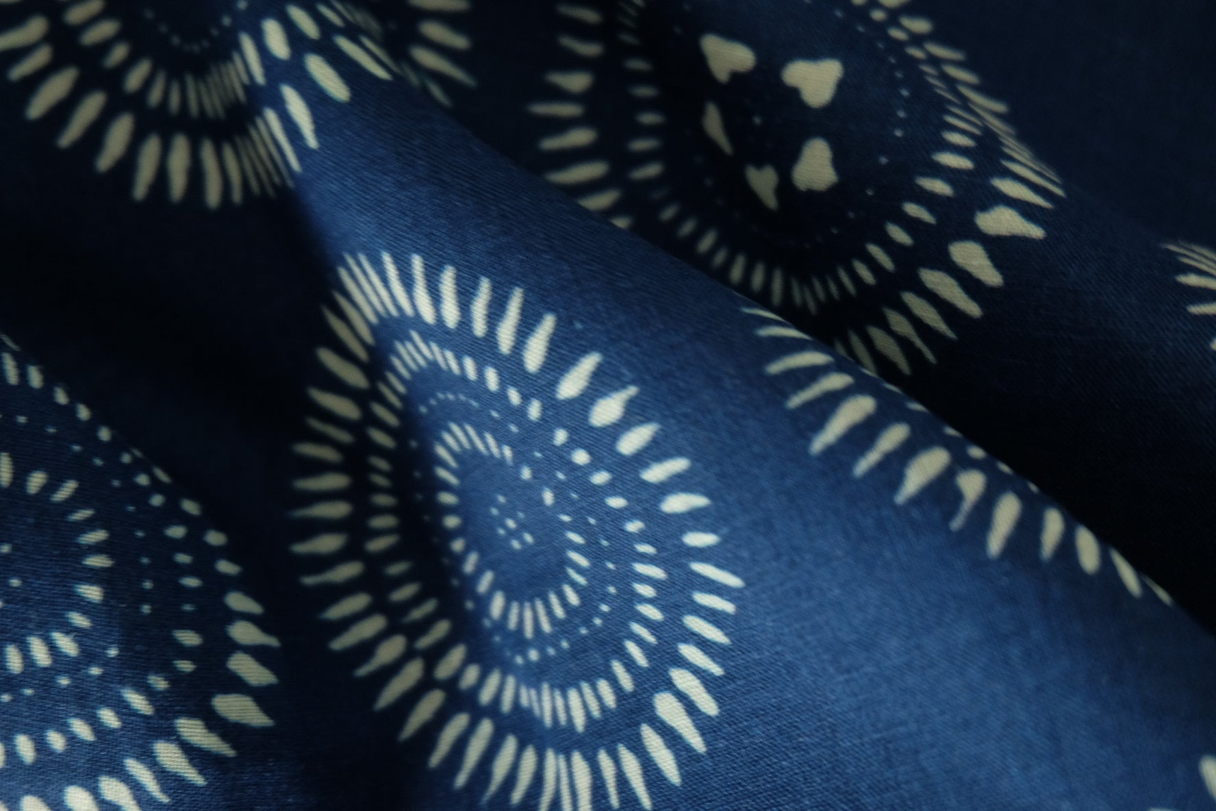 Indigo Geometric Cotton Linen Blend Fabric – 2.2 yd