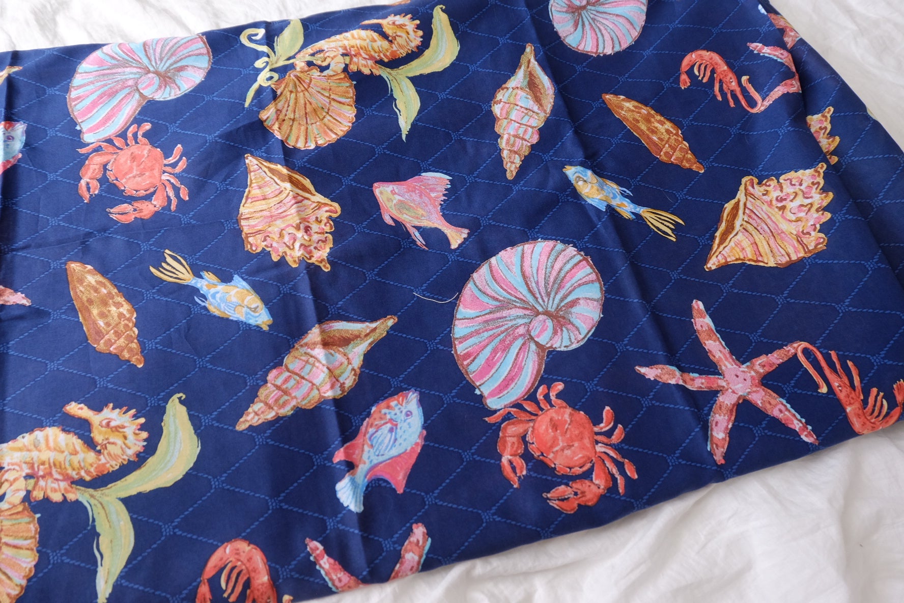 Ocean Shell & Seahorse Silky Cotton Lawn — 2.19 yd