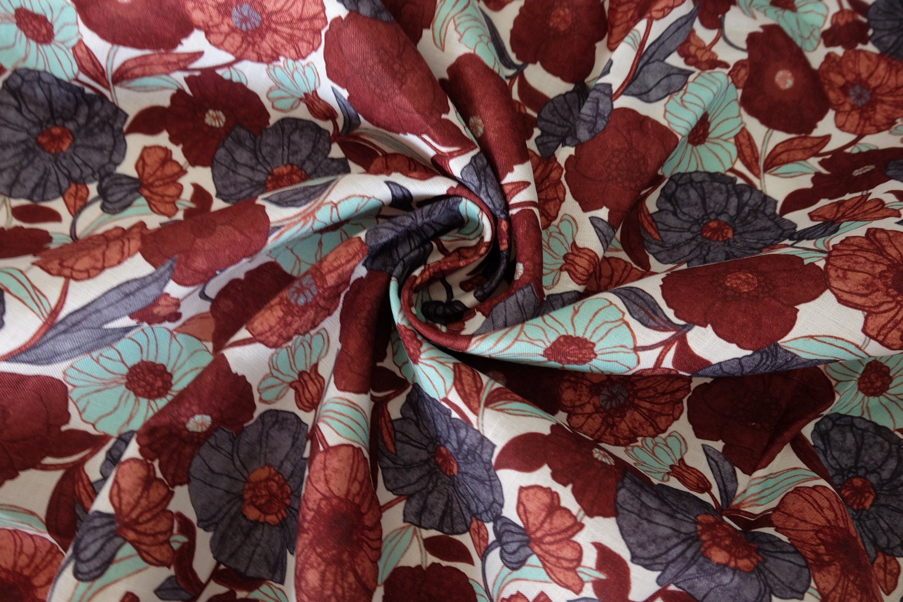 Vintage Floral Heavyweight Pure Linen Fabric – 2.2 yd