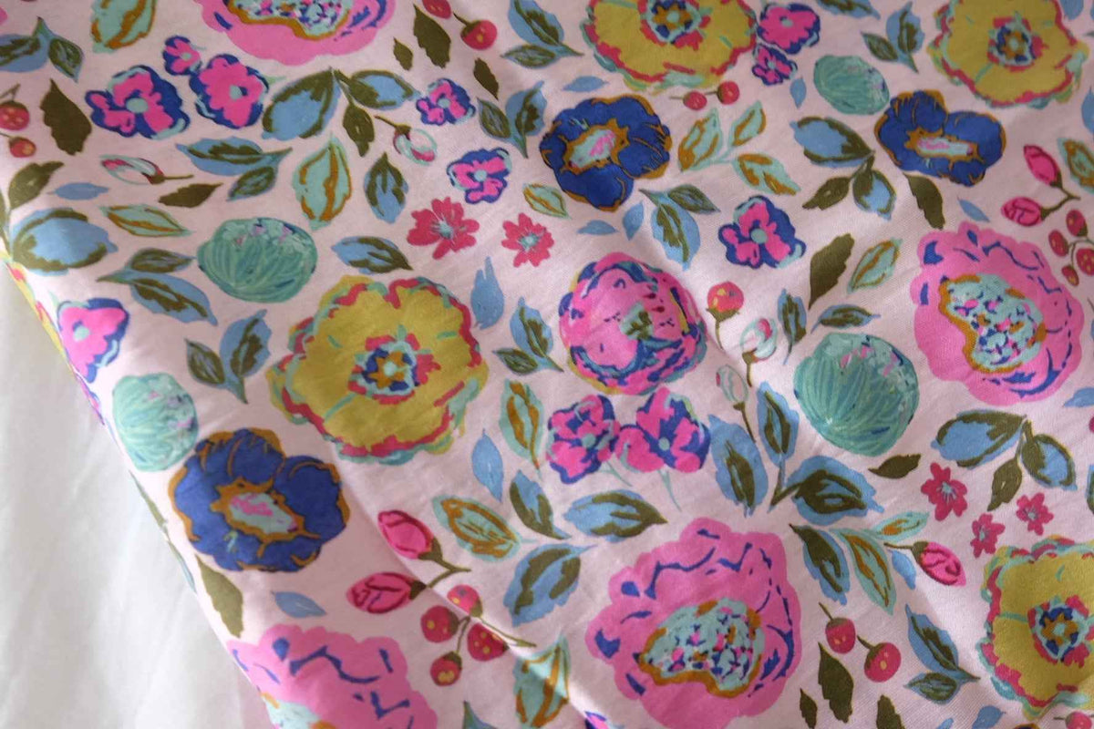 Colorful Floral Tencel Ramie Blend Fabric – 3.3 yd