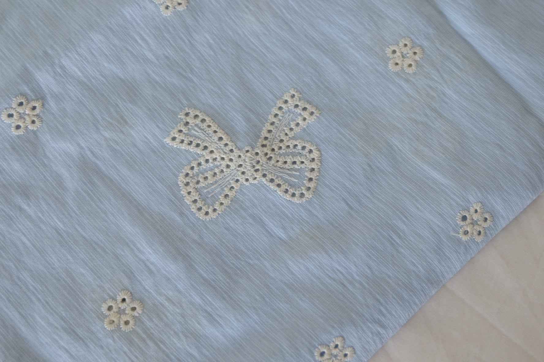 Blue Embroidered Butterfly Tencel Nylon Fabric – 1.6 yd