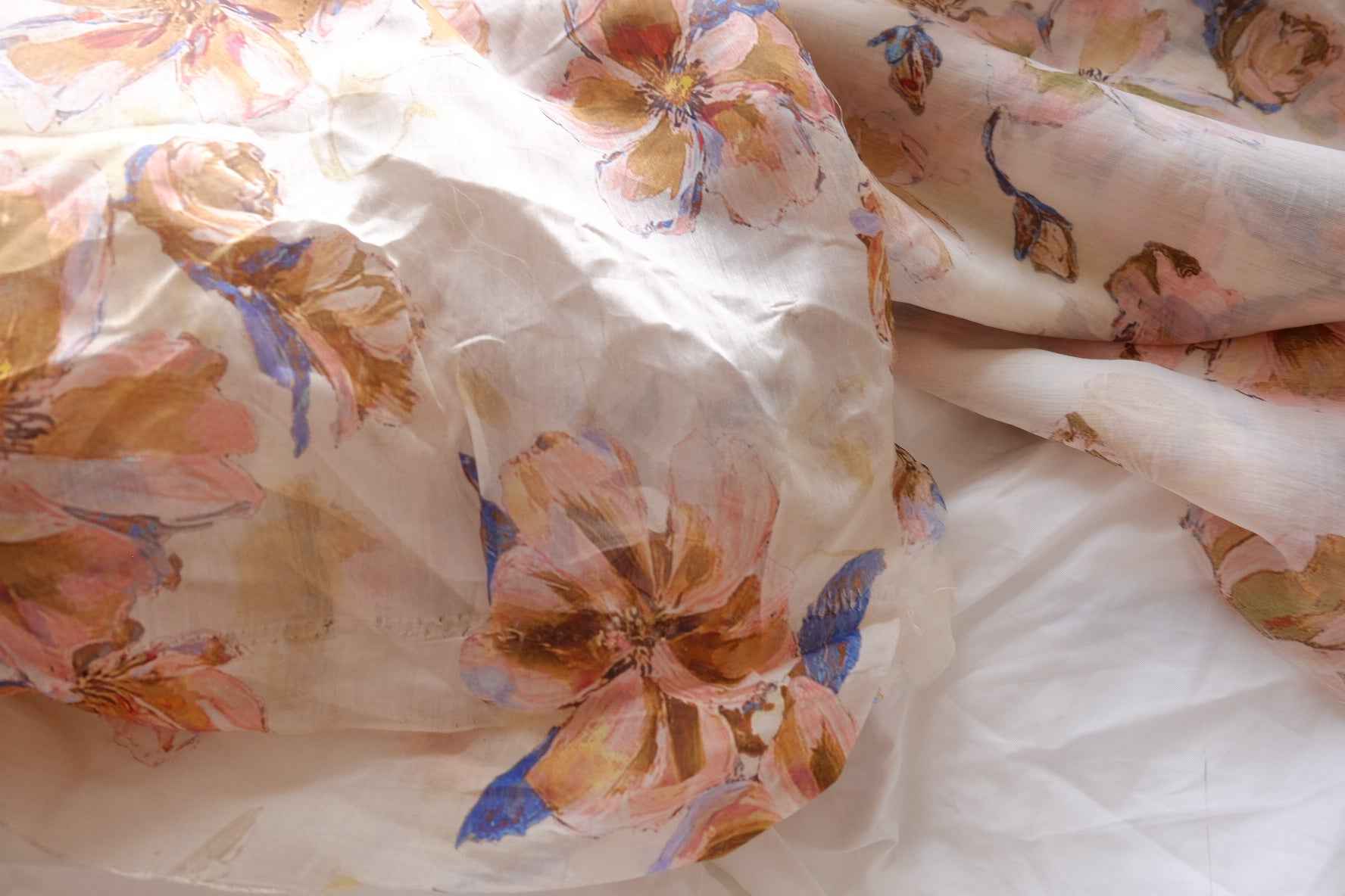 Watercolor Floral Sheer Tencel Fabric - 3.28 yd