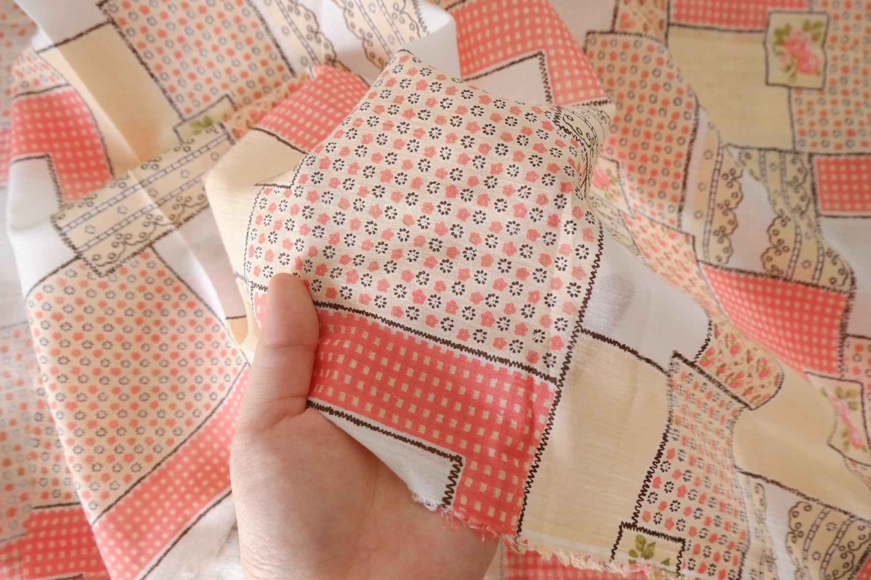 Vintage Patchwork Print Cotton Fabric – 2.2 yd