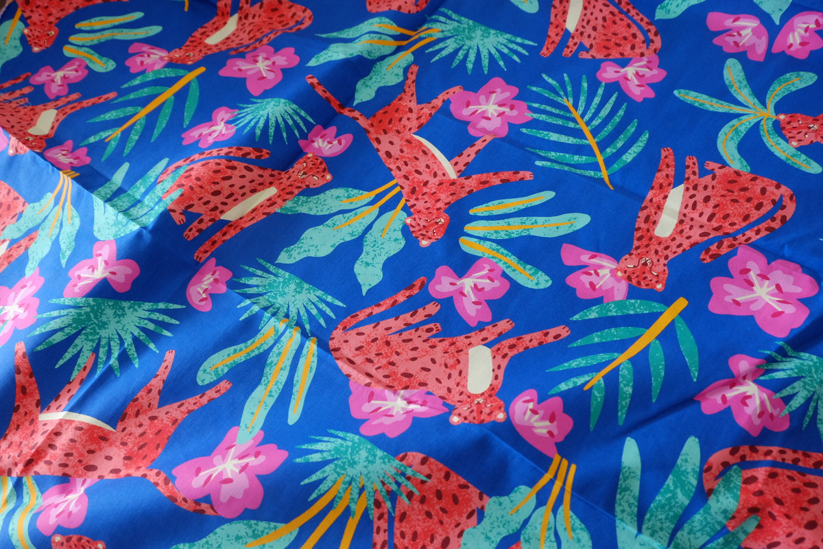 Cobalt Leopard High-Density Cotton Poplin – 2 yd