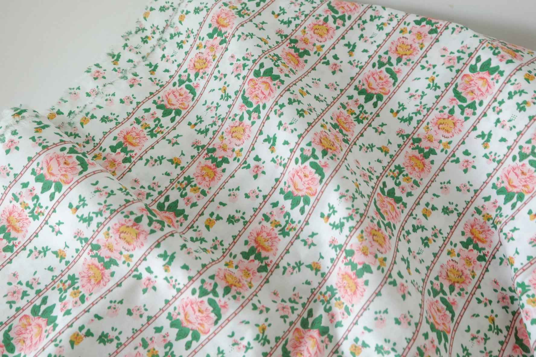Vintage Rose Stripe Cotton Poplin Fabric – 3.3 yd