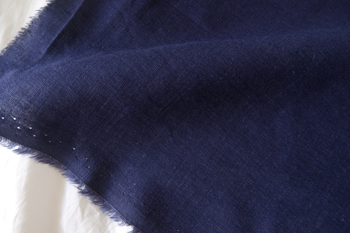 Midnight Navy Cotton Linen Blend Fabric | 2.2 Yards