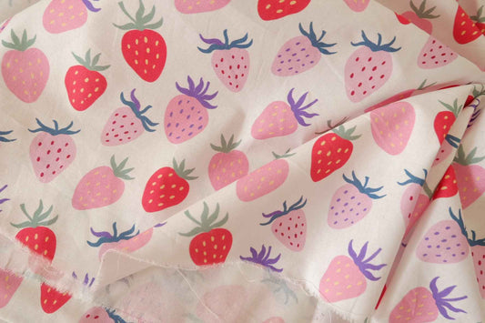 Cute Strawberry Cotton Fabric – 2.2 yd