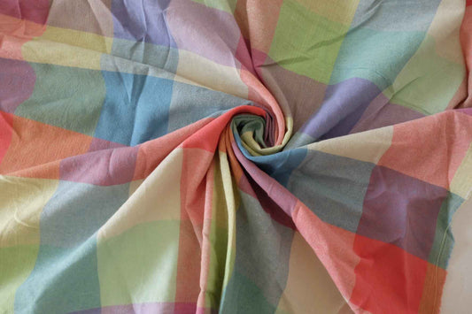 Washed Yarn-Dyed Plaid Cotton Fabric – 2.2 yd