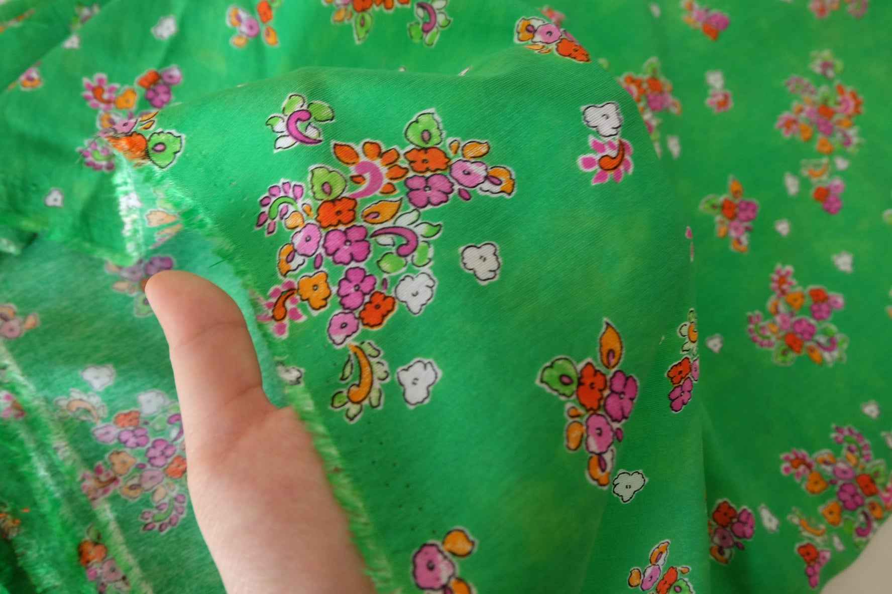 Green Floral Tencel Cotton Fabric – 1.6 yd