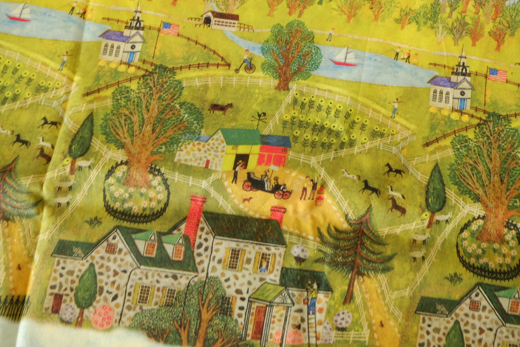 Storybook Country Farm Cotton Canvas Fabric - 1.1 yd
