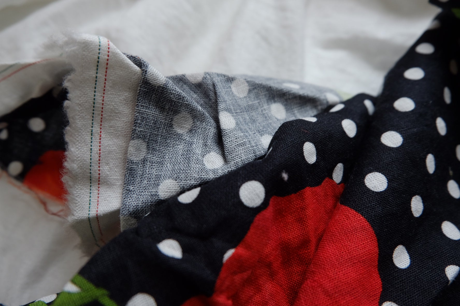Red Poppy Polka Dot Linen Fabric - 2.19 yd