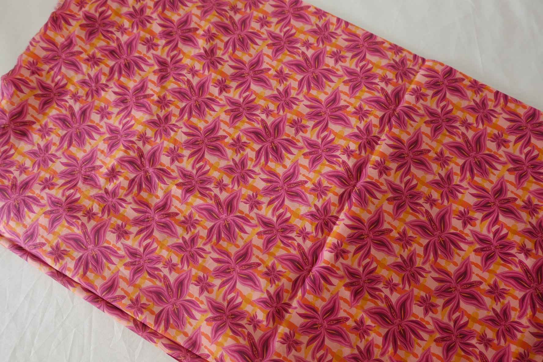 Pink Floral Cotton Lawn Fabric – 1.3 yd