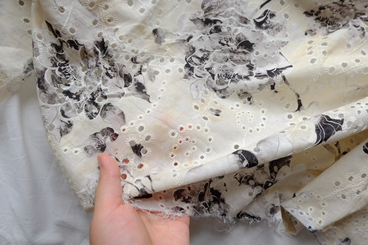 Ivory Floral Eyelet Cotton – 1.6 yd