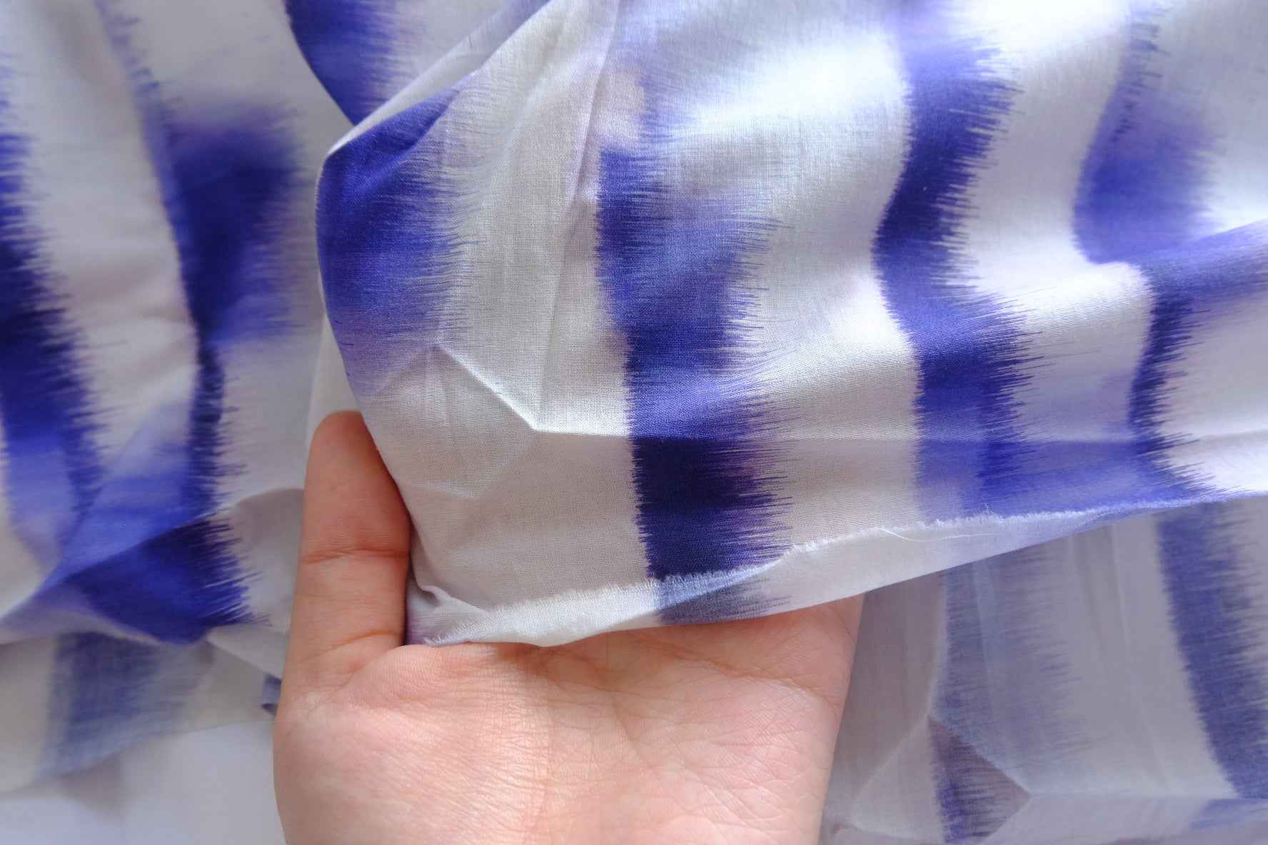 Blue Brush Stripe Cotton Fabric - 1.53 yd
