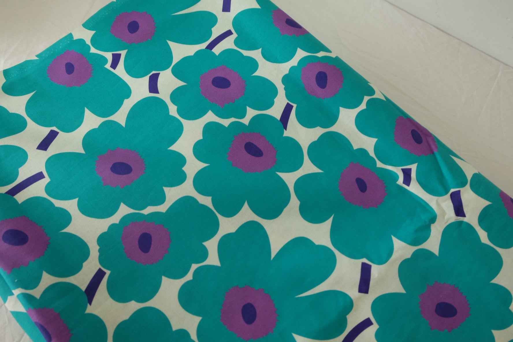 Teal Flower Cotton Fabric – 1.8 yd