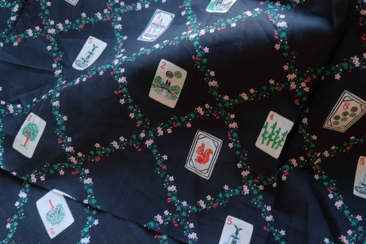 Midnight Garden Playing Cards Cotton Poplin Fabric – 2.19 yd
