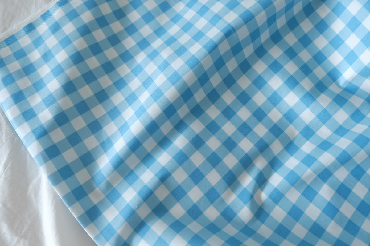 Sky Blue Gingham Cotton Sateen – 2.46 yd