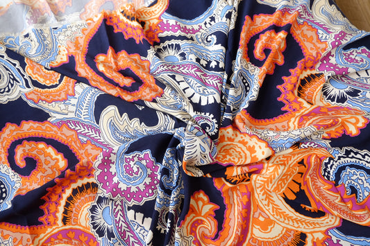 Bold Paisley Cotton Rayon Fabric, 3.28 Yards