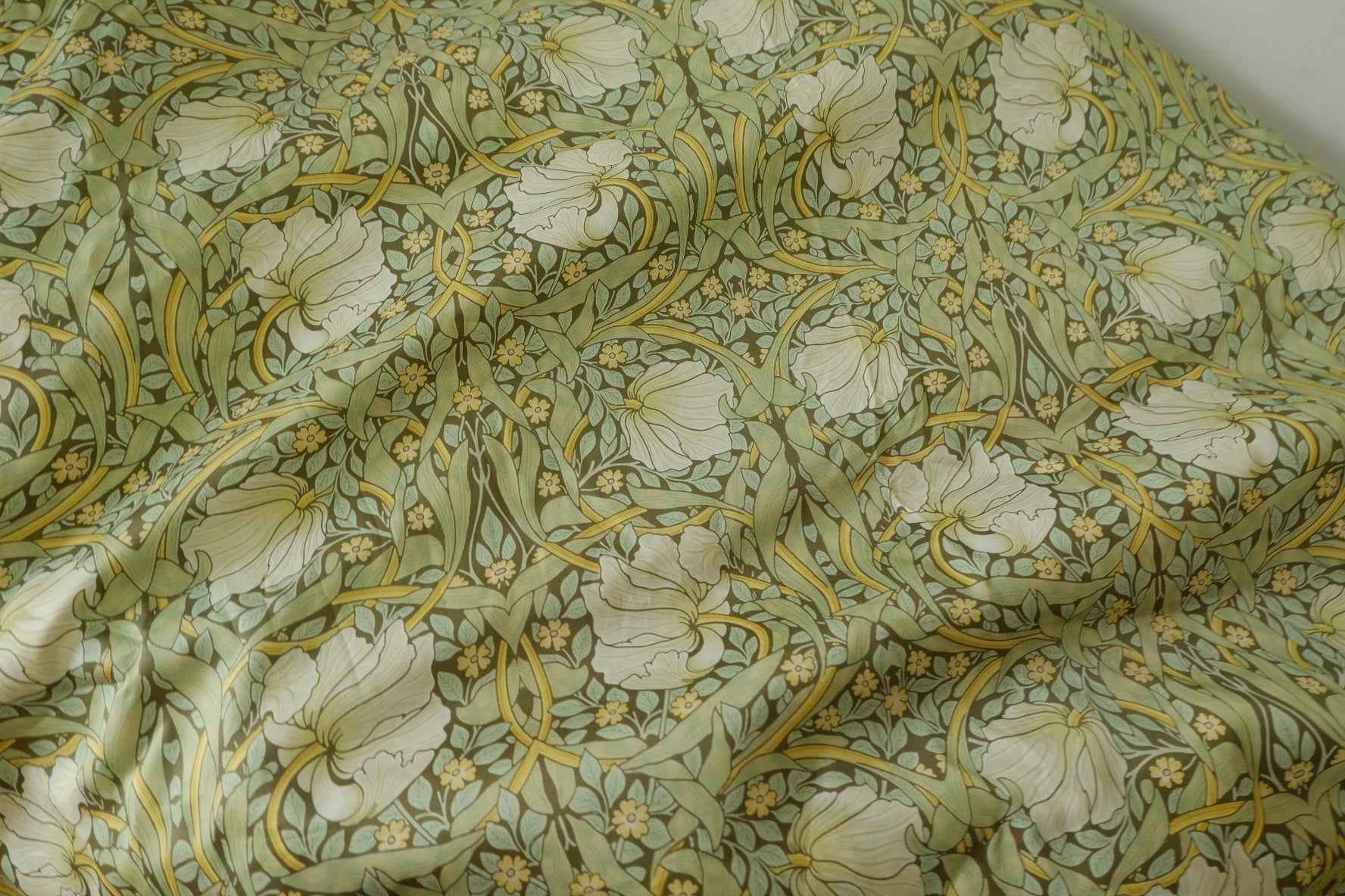 Sage Arts & Crafts Floral Cotton Sateen Fabric – 2.2 yd