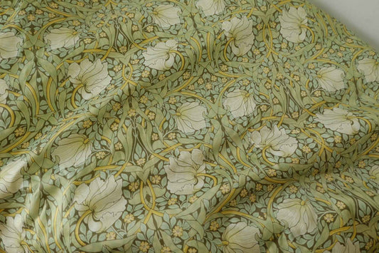 Sage Arts & Crafts Floral Cotton Sateen Fabric – 2.2 yd
