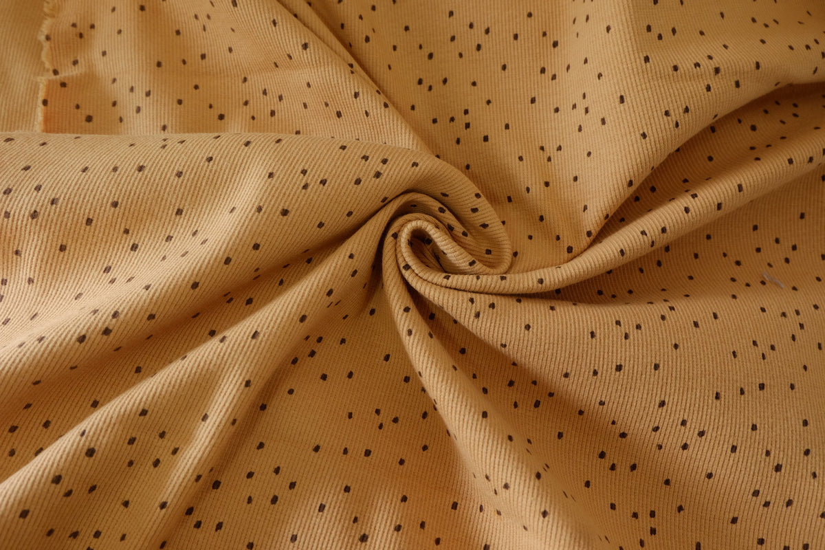 Caramel Freckles – Spotted Cotton Knit Fabric | 2.1 Yards